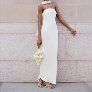 Abercrombie & Fitch Julia White Slip Strapless Scarf Maxi Dress NWT